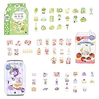 DzdzCrafts Tonoimo Matcha Strawberry Drink 120pcs Food Stickers Set 1.57-Inches Large for Scrapbooking Diary Planner Card Making Laptop