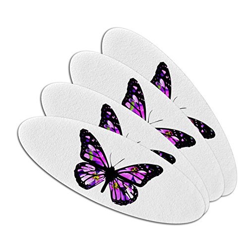 Butterfly with Flowers Double-Sided Oval Nail File Emery Board Set 4 Pack