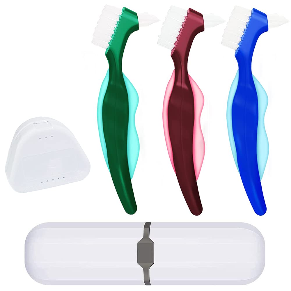 Denture Cleaning Brush，5 Pcs False Teeth Brushes Denture Cleaner Toothbrush Hard Denture Brush Double-Sided Toothbrush，for False Teeth Cleaning