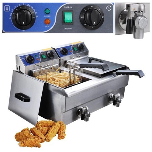 Click Here to See More Images Commercial Electric 20L Deep Fryer w/ Timer and Drain Stainless Steel French Fry by Generic