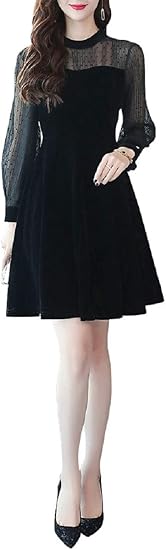Amazon Co Jp ロンショップ R O N Shop 上品 フェミニン ドレス ワンピース シースルー ドット 柄 フォーマル パーティー 黒 服 ファッション小物