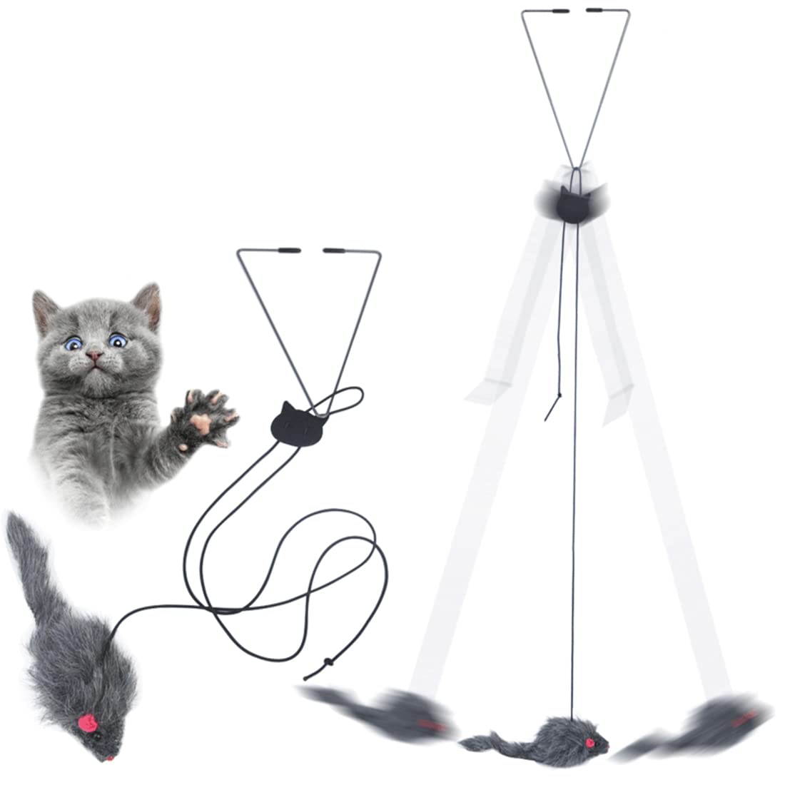 Photo 1 of Kalimdor Interactive Cat Feather Toys,Retractable Teaser Toy ?Hanging Interactive Toys for Indoor Cats Kitten Play Chase Exercise, Kitten Mental Exercise Toys (2 Pack)