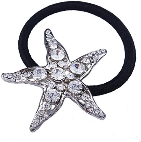 FUMUD Women Star Headwear Accessories Rhinestone Elastic Hair Band/Ties Ponytail Holder Hairban
