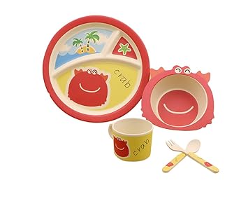 LINAG Platos Infantiles Niños Tazón Plato Taza Fibra De Bambú Bebé ...