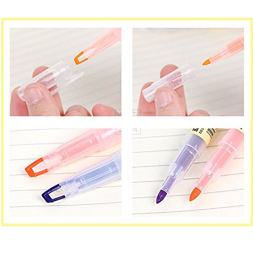 5 Pcs Fablcrew Highlighter Pen Double Sided Gel Highlighter Markers Assorted Colors 5.4” (purple) - Thumbnail 4