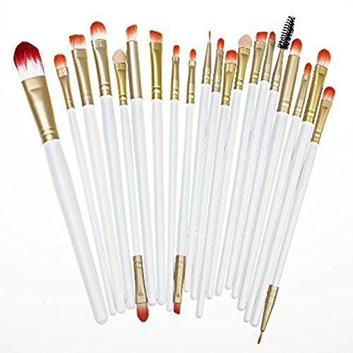 MELADY20pcs Multi-function White+Gold Pro Cosmetic Powder Foundation Eyeshadow Eyeliner Lip Makeup Brushes Sets
