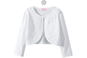 QPANCY Girls Shrugs Lace Bolero Long Sleeve Cardigan Party Church Dress Cover Up