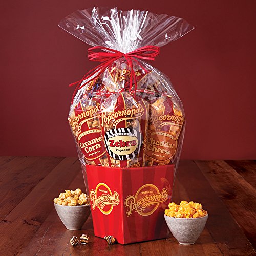 Popcornopolis Gourmet Popcorn 5 cone Gift Basket Premium Including