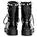 Shenn Women's Round Toe Knee High Punk Military Combat Boots(Black,US8)