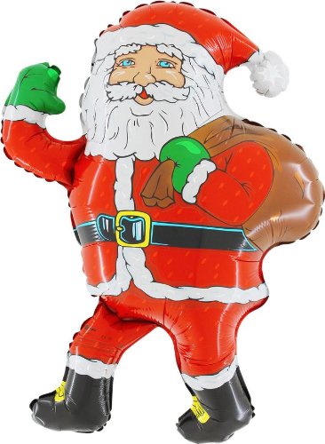 Toyland® 28 Inch Santa With Sack Shaped Foil Balloon - Christmas Decorations - Inflate With Air or Helium