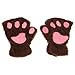 APAS Women Winter Fluffy Bear Cat Plush Paw Claw Glove Half Finger Cute Gloves Mittens Coffee