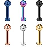 Ruifan 12G Surgical Steel Labret Monroe Lip Ring Tragus Helix Earring Stud Piercing Jewelry 10mm