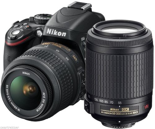 Nikon D3200 24.2 MP CMOS Digital SLR with 18-55mm VR and 55-200mm Non-VR DX Zoom Lenses