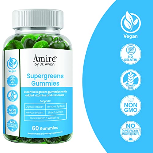 Amire by Dr. Awan Super Greens Gummies, Fruits & Veggies Supplement