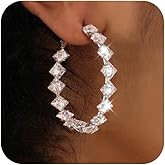 Crystal Hoop Earrings for Women Silver Large Hoops Earrings 14K Gold Plated Cubic Zirconia Earrings for Women Party Dance Fashion Hypoallergenic Jewelry Gift for Her Sparkly Hoops With Crystals for Womens