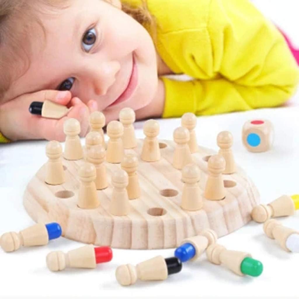 Wascoo Children Wooden Memory Matchstick Chess Game, Educational Intelligent Toys, Logic Game and Brainteaser for Boys and Girls