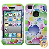 MYBAT IPHONE4AVHPCTUFFIM003NP Premium TUFF Case for iPhone 4 - 1 Pack - Retail Packaging - Rainbow Bigger Bubbles/Electric Green