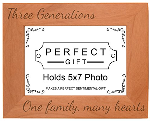 Gifts For All By Rachel Olevia Three Generations One Family Many Hearts Natural Wood Engraved 5x7 Landscape Picture Frame Wood