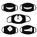 [Top Quality] Unisex Black Cute Bear Mask-Fomei Exo Anti Dust Face Mouth Black Mask for Man and Woman to Go Outside, Made Of 100% Cotton, With High Quality Tailors and Bigger Clear Cute Print (5 Pack)