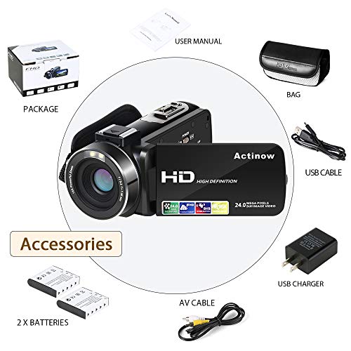 6 Camcorder+Actinow+Vlogging+Rotatable+Batteries
