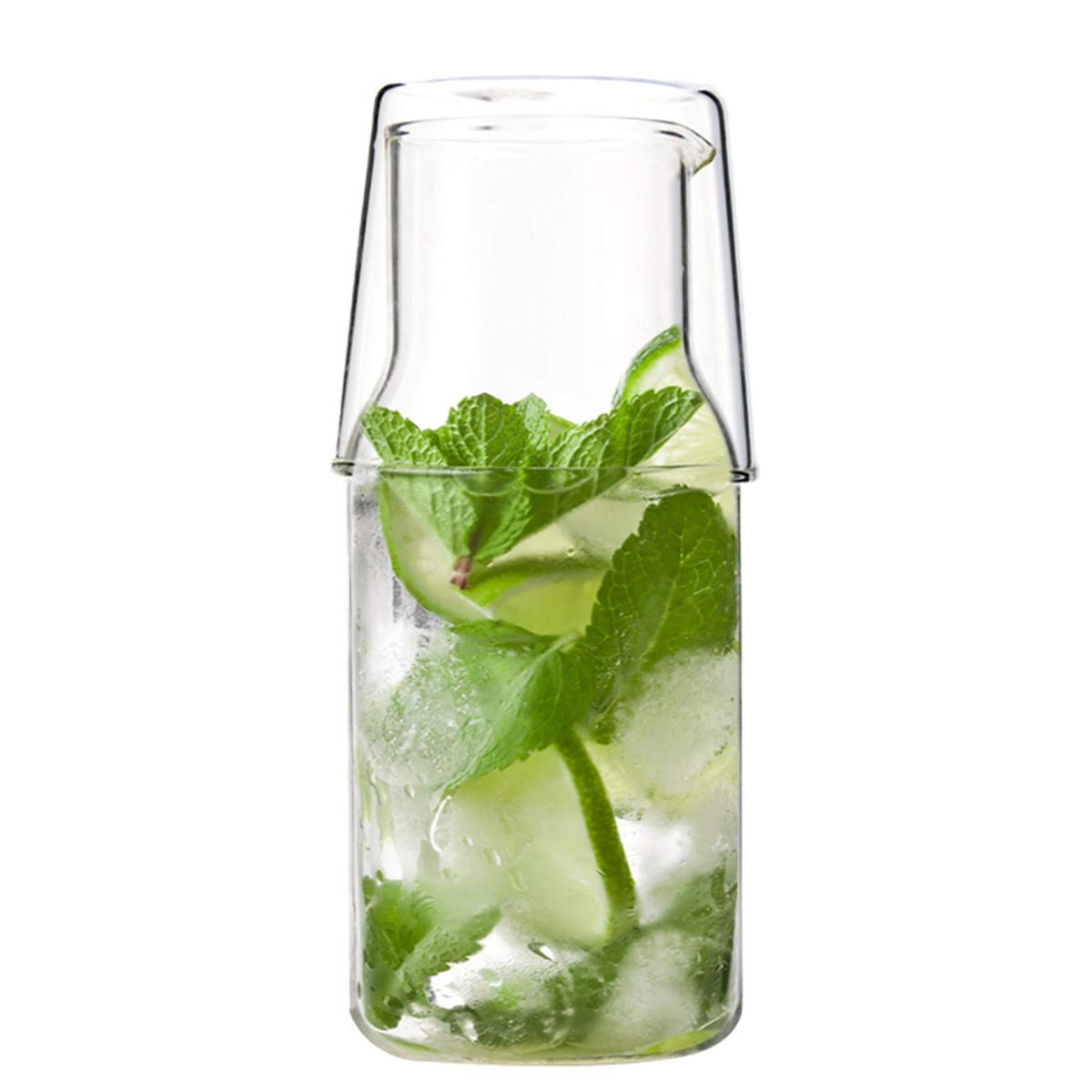 Evilandat Glass Bedside Water Carafe Set with Tumbler (550ML)