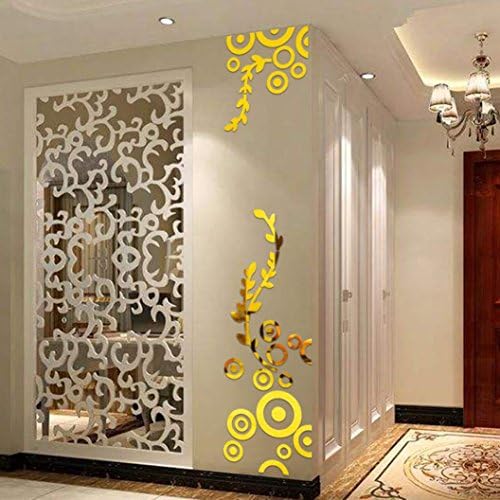 Sinohomie 2018 Acrylic Mirror Wall Stickers Circle Ring 3D Home Room Decor Decals Reflective (Gold)