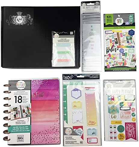 Happy Planner Faith Theme Accessories Kit with Planner - My Big Ideas Create 365-6 parts, with Classic Faith Stickers, and Faith Sticky Notes and Tabs, and Faith Gratitude Sticker Pad, and Bookmark