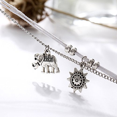 ATIMIGO Boho Beach Layered Rope Anklet Bracelet Handmade Foot Jewelry for Women Teen Girls