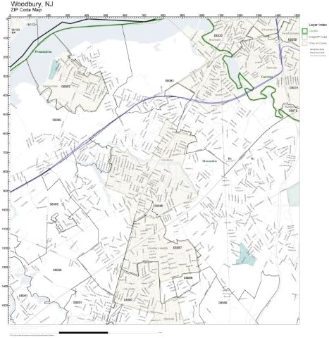 Amazon.com: ZIP Code Wall Map of Woodbury, NJ ZIP Code Map Not