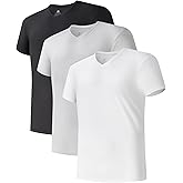 DAVID ARCHY Men's Undershirts Micro Modal Ultra Soft T-Shirts Stretch Moisture-Wicking Crewneck/V-Neck Tees for Men, 3-Pack