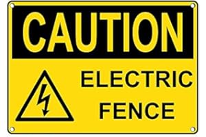 SIGNJOKER Weatherproof Plastic OSHA Caution Electric Fence Sign with English Text and Symbol