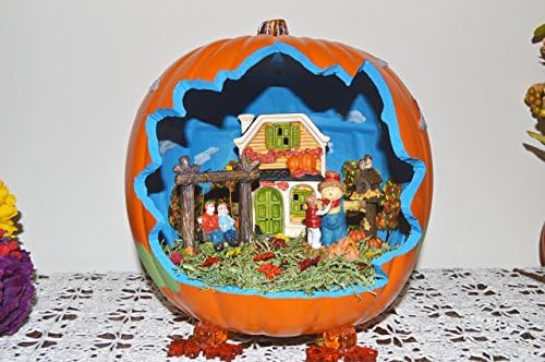 Harvest Gathering Pumpkin Diorama Table Decoration