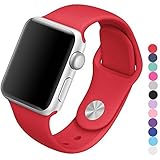 Piwjo Silicone Apple Watch Band and Replacement Iwatch Bands Series 1,Series 2,Series 3 (38mm S/M, Red)