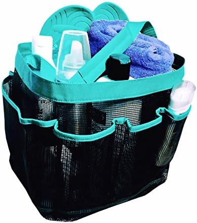 Quick Dry Mesh Shower Caddy Tote plus PVC Zipper Bag - Bath Organizer for Bathroom accessories, Aqua
