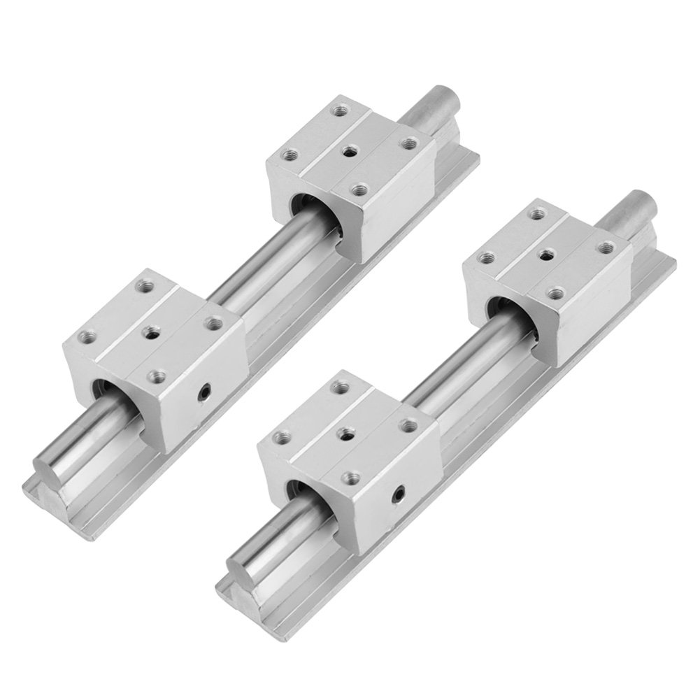 Linear Slide Rail Shaft Kit, 2Pcs SBR12 200mm Linear Slide Guide Shaft Rail + 4Pcs SBR12UU Bearing Block CNC Parts for DIY CNC Routers, Mills, Lathes