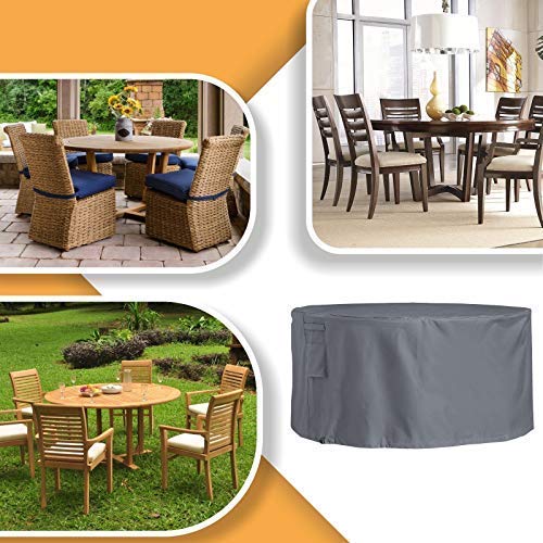 Cozyhomy Round Patio Table Chair Set Cover Durable And Water Resistant Patio Cover Outdoor Table And Chair Cover With Stable Strap Large Color Green Fits 4 6 Seater Patio Sets Up To 23 H 70 D