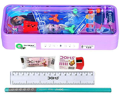 Anerideals New Password Protected Trolly Style Plastic Pencil Box for Kids ( Purple )