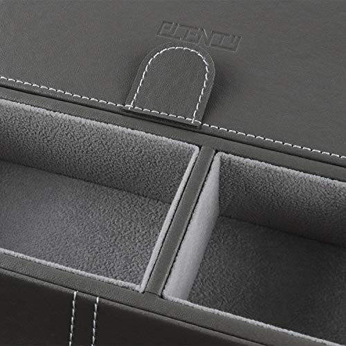PLENTY Leather Valet Tray for Men with Large Smartphone Charging Station (Grey)