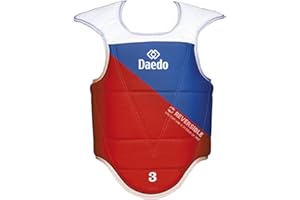 Daedo Taekwondo Trunk Protector, Reversible Blue-Red for Martial Arts Competition & Training, Youth, Lightweight, Durable, Available in Sizes XS-XL