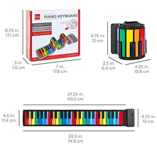 Best Choice Products Kids 49-Key Portable Flexible Roll-Up Piano Keyboard Musical Educational Toy Instrument w/Learn-To-Play App Game, Bluetooth Phone Pairing, Note Labels, USB Charging - Rainbow