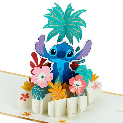 Hallmark 3D Pop-Up Card, Disney Lilo & Stitch Hawaiian Flowers Design