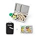 PlanetBox Shuttle Eco-Friendly Stainless Steel Bento Lunch Box with 2 Compartments for Adults and Kids - Black Carry Bag with Wild Animals Magnets