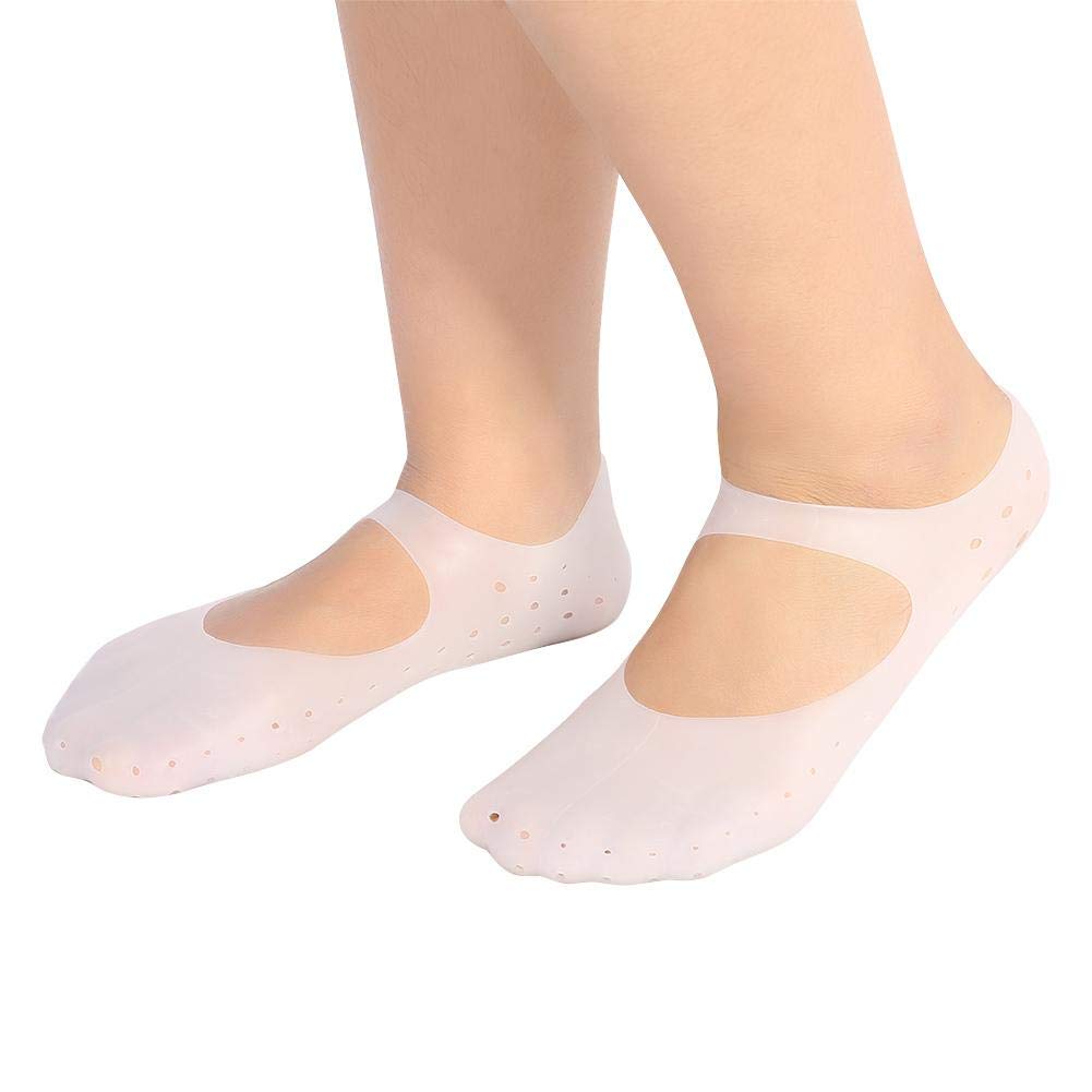 Silicone Socks, 1 Pair of Foot Anti-Cracks Protective Foot Care Socks Prevention Tool, Protect Foot Care Tools Non-Slip Silicone Socks for Care of Cracked Feet in Dry Skin Unisex