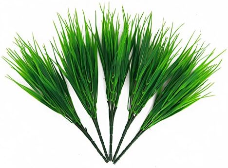 Yatim Artificial Plants 5pcs Faux Plastic Wheat Grass Fake Leaves Shrubs Simulation Greenery Bushes Indoor Outside Home Garden Office Verandah Wedding Decor