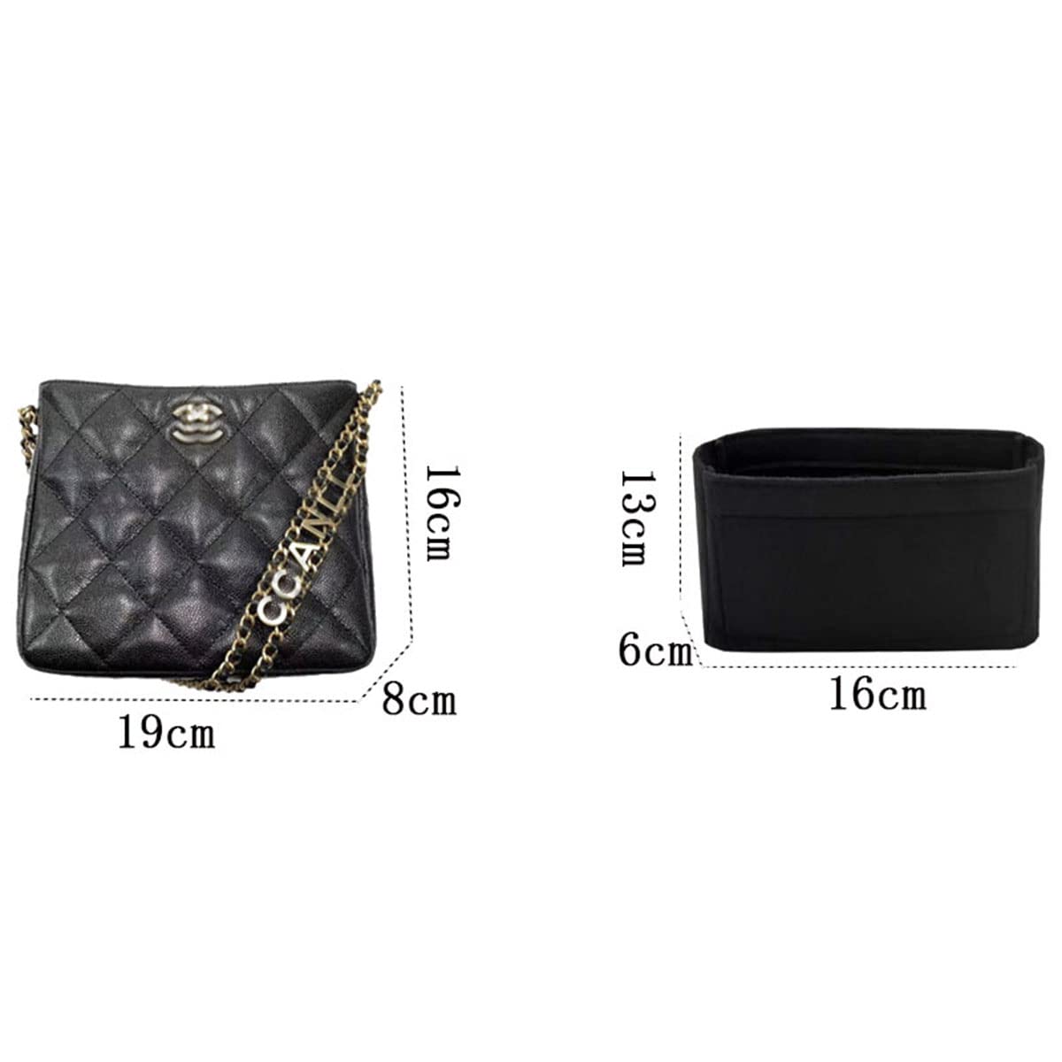 Lckaey Purorganizer is used for 22s new chain underarm bag hobo storage finishing bag3003-black