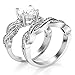 Metal Factory Sz 9 Sterling Silver 925 CZ Cubic Zirconia Infinity Wedding Engagement Ring Set