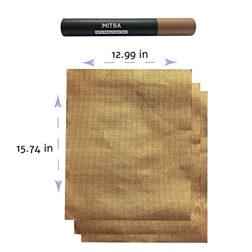 Copper Grill Mats by MiTBA – Best Baking & Grilling Accessories Ever! These Non-Stick & Reusable Magic Gadgets Will Get You Flawless Meat and a Clean Barbecue! Set of 3 XL Mats in a Never-Lose-It Box!