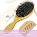 Boar Bristle Hair Brush - Natural Pure Boar Bristles Mixed with Nylon Pins - Large Wood Handle - Easy to Detangle Long and Thick Hair - Add Natural Shine and Texture -Boar Brush For Men Women and Kids