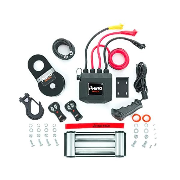 Rhino 12V Elektrische Seilwinde Stahl mit Fernbedienung und Mobilteil, 13,500lb/6125kg - Carbon – Bild 7