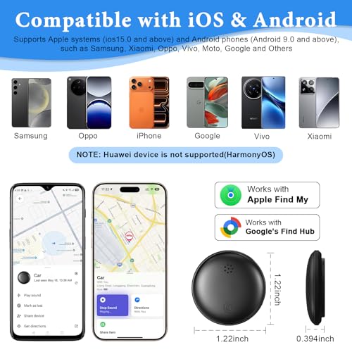 Car GPS Tracker, Car GPS Locator Compatible with iOS and Android, Air Tracker without Subscription, Global Coverage Real Time Magnetic Tracking Hidden GPS for Car/Motorcycle